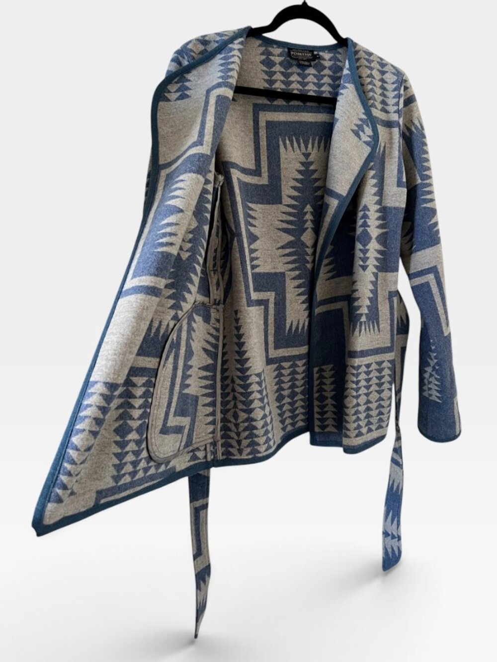 Pendleton Virgin Wool Aztec Jacket/Coat In Blue & Gray Size S - Picture 7 of 14